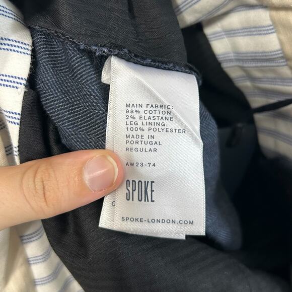 SPOKE London Regular Fit Straight Leg Trousers NWT Mens Sz 38 x 33 Navy Tailored - Picture 8 of 9